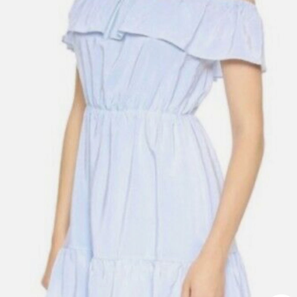 Club Monaco Off the Shoulder Dress, 100% silk, baby blue - Size 8